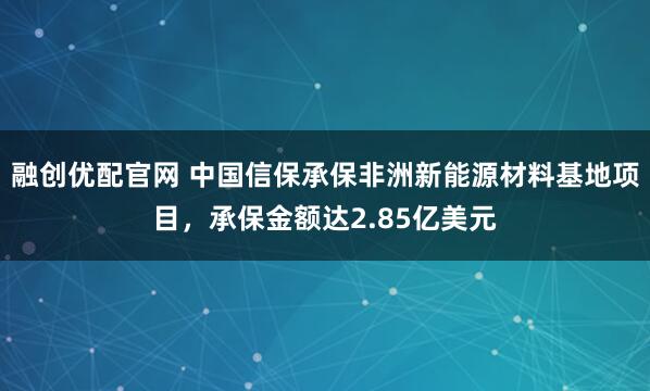 融创优配官网 中国信保承保非洲新能源材料基地项目，承保金额达2.85亿美元